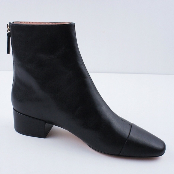 New JCREW Black Leather Cap-toe Ankle Boots - Picture 6 of 6